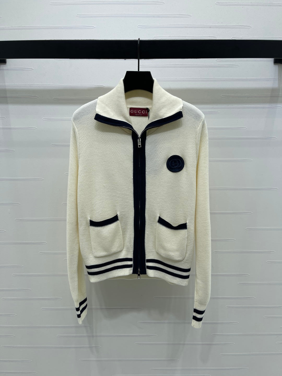 Flip collar double zipper knitted cardigan