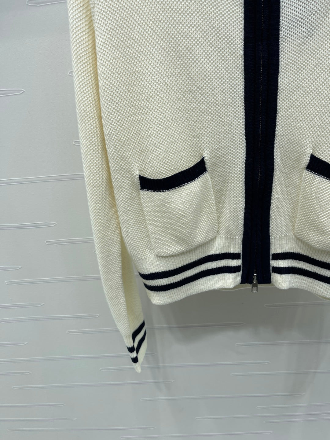 Flip collar double zipper knitted cardigan