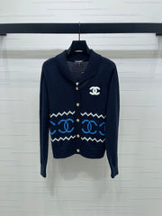 Collar knit cardigan