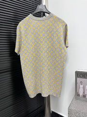 Old flower contrasting woolen short sleeved shirt