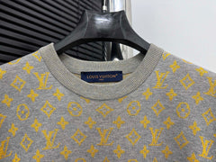 Old flower contrasting woolen short sleeved shirt