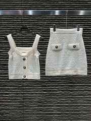 New towel material temperament socialite suspender ➕ Half skirt two-piece set