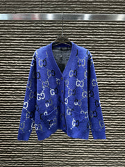 Autumn and Winter New Gradient Jacquard Letter Cardigan