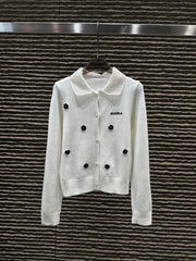 Autumn and winter new collar heavy industry socialite style cardigan