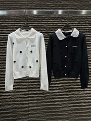 Autumn and winter new collar heavy industry socialite style cardigan