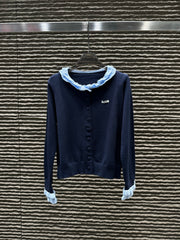Autumn and Winter New Lace Collar Crafted Knitted Long Sleeve