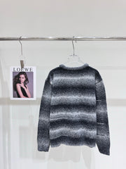 Mesh bow gray gradient knitted pullover