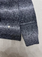 Mesh bow gray gradient knitted pullover