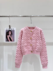 Jacquard round neck knitted sweater