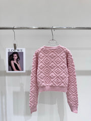 Jacquard round neck knitted sweater