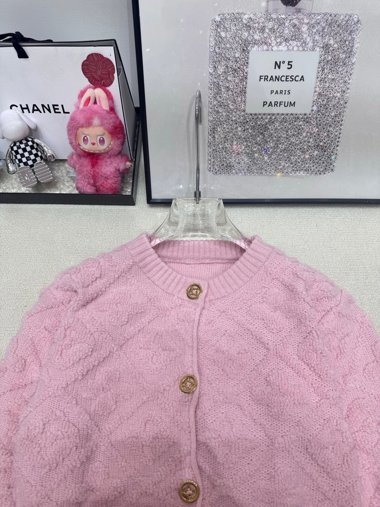 Jacquard round neck knitted sweater