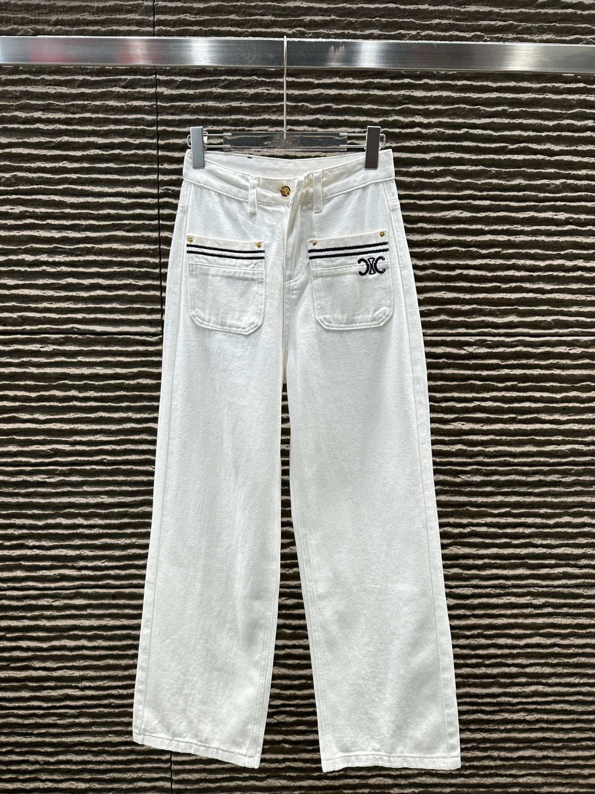 Autumn and winter new embroidered double pocket craft jeans
