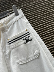 Autumn and winter new embroidered double pocket craft jeans