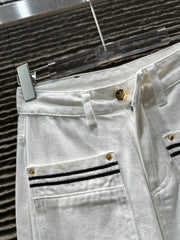 Autumn and winter new embroidered double pocket craft jeans