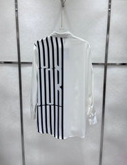Satin patchwork printed logo shirt