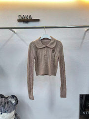 College style high waisted knitted suit