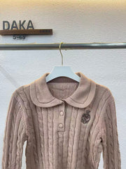 College style high waisted knitted suit