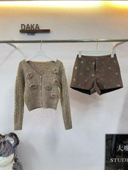 Knitted cardigan top set