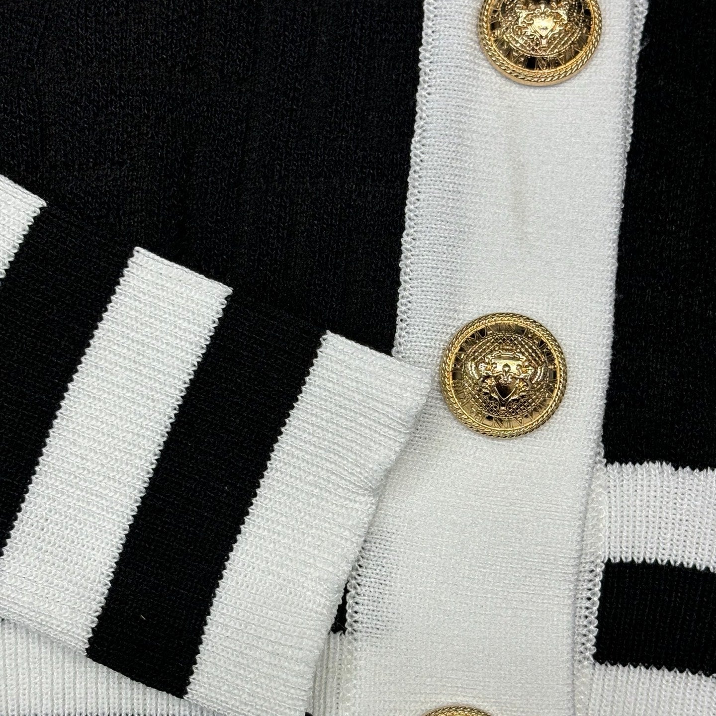 V-neck dark patterned logo cardigan