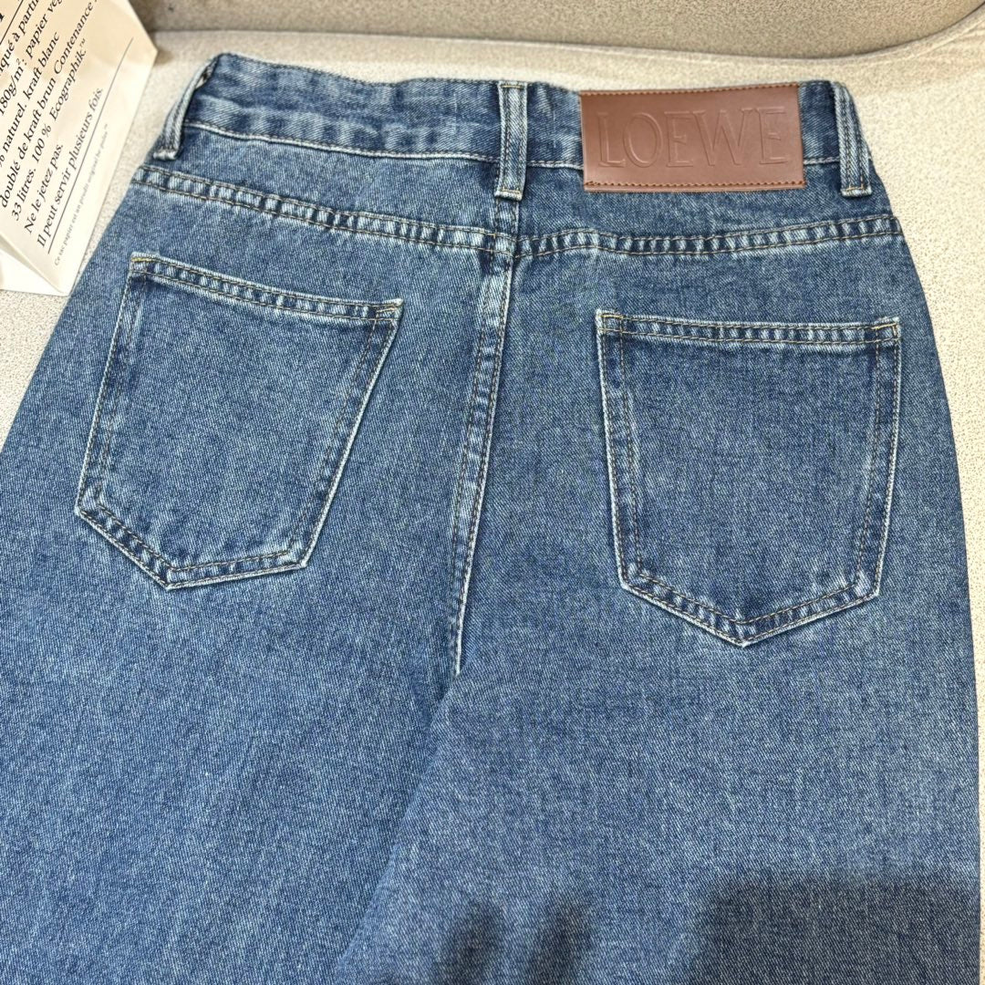 Embroidered straight leg jeans