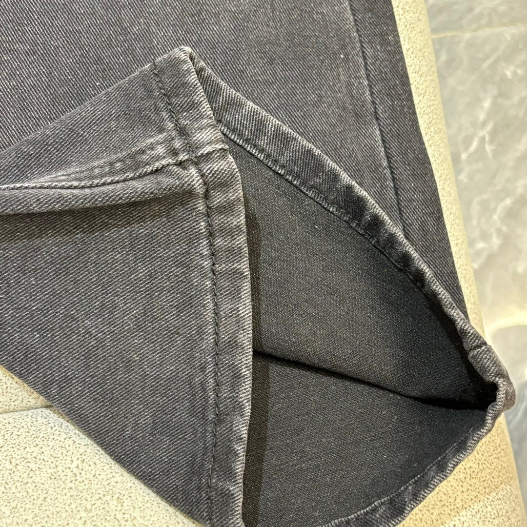 Embroidered straight leg jeans