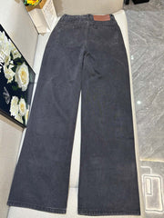 Embroidered straight leg jeans