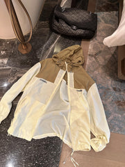 Color blocked hooded thin sunscreen jacket