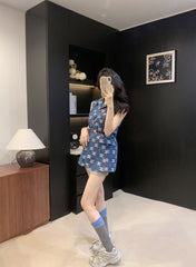 Early autumn latest classic logo color printed denim vest