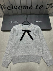 Bow bright silk long sleeved shirt